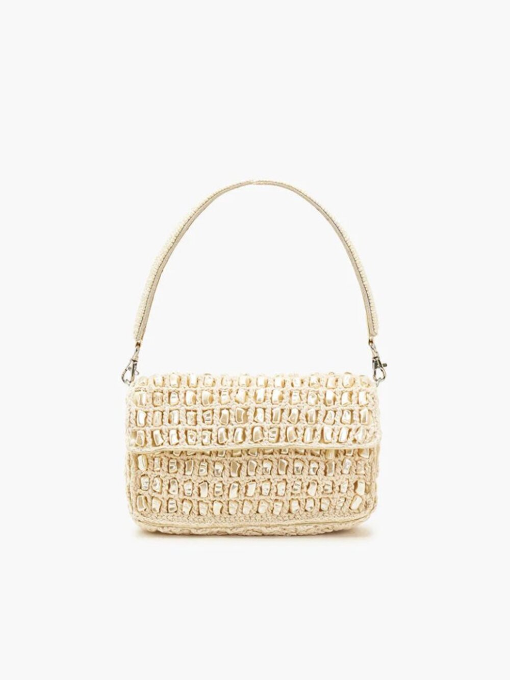Viral Beaded Bag Crochet Shell Shoulder Bag by America & Beyond Cream NWT